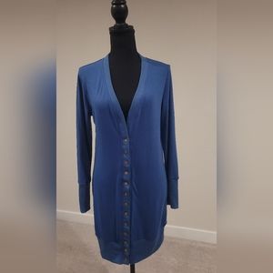Cerulean Blue Long Duster Cardigan Small